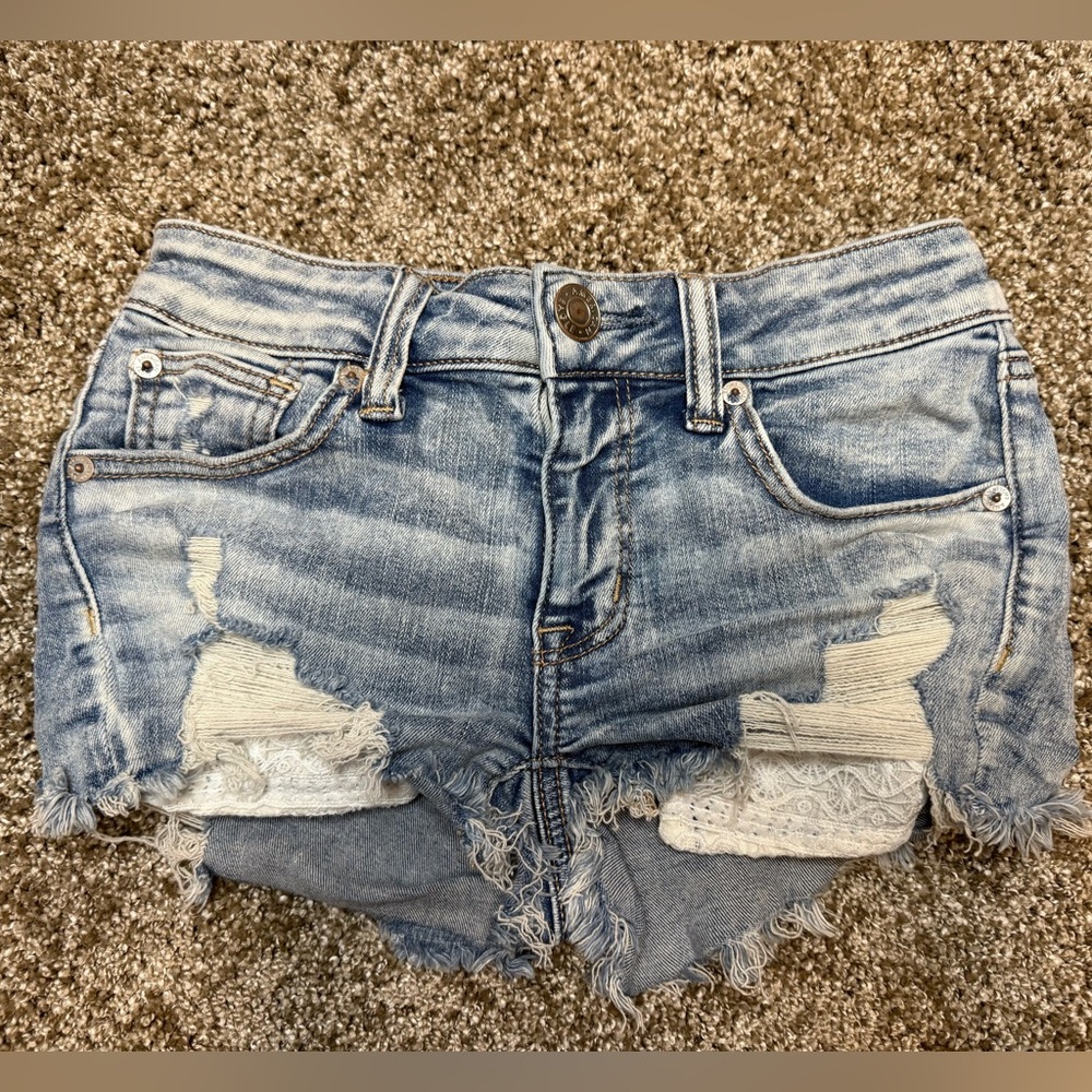 Women’s American Eagle Jean Shorts w Lace Size 00